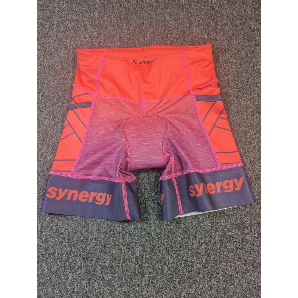 Synergy Womens Triathlon Cycling Shorts Padded Coral Purple Size Small